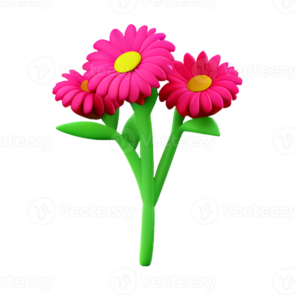 boho flowers 3d rendering icon illustration png