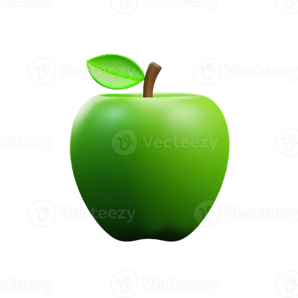 green apple 3d rendering icon illustration png