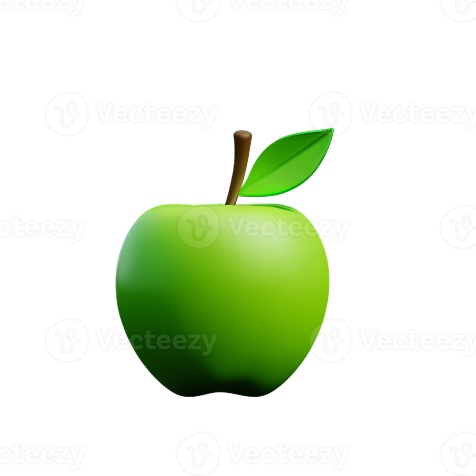 green apple 3d rendering icon illustration png