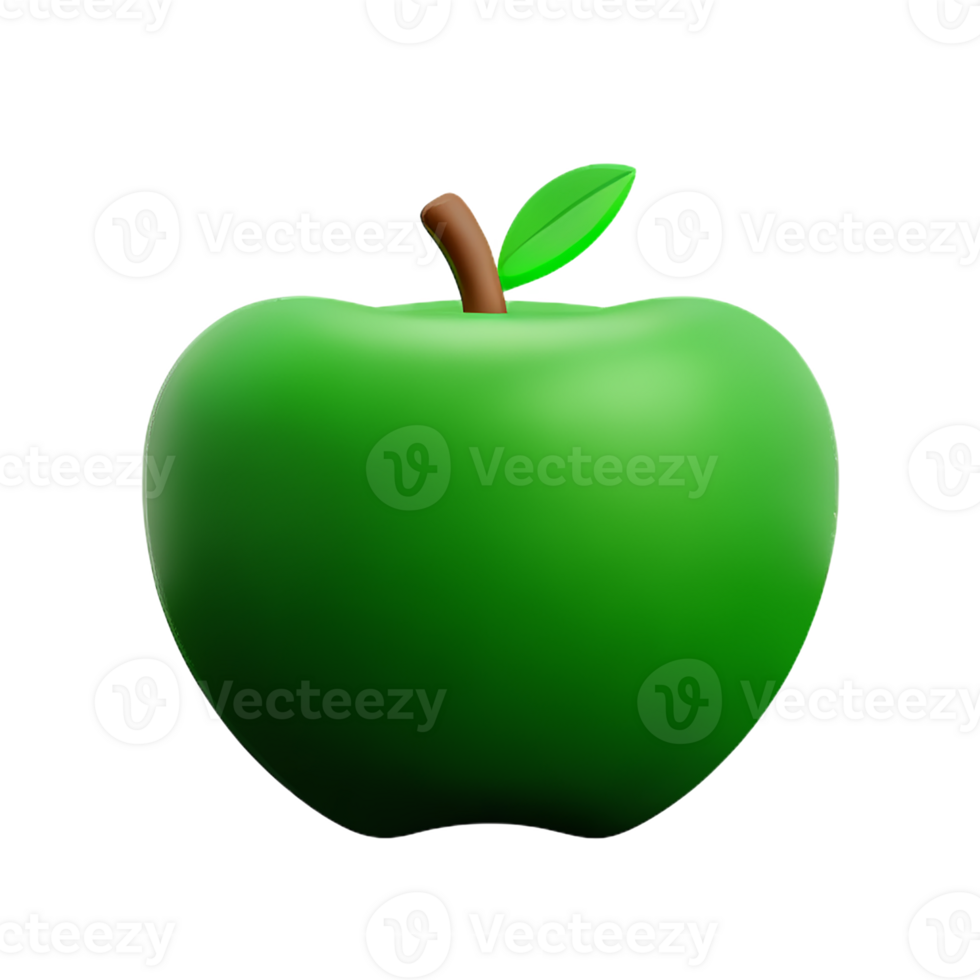 green apple 3d rendering icon illustration png