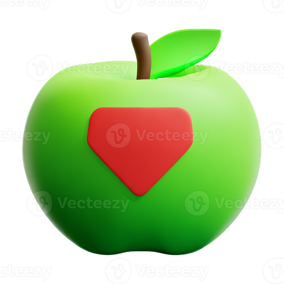 green apple 3d rendering icon illustration png
