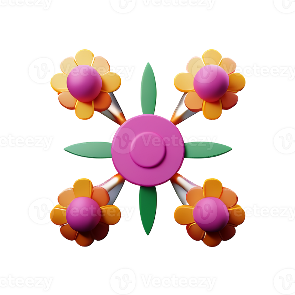 boho flowers 3d rendering icon illustration png