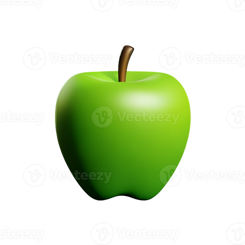 green apple 3d rendering icon illustration png