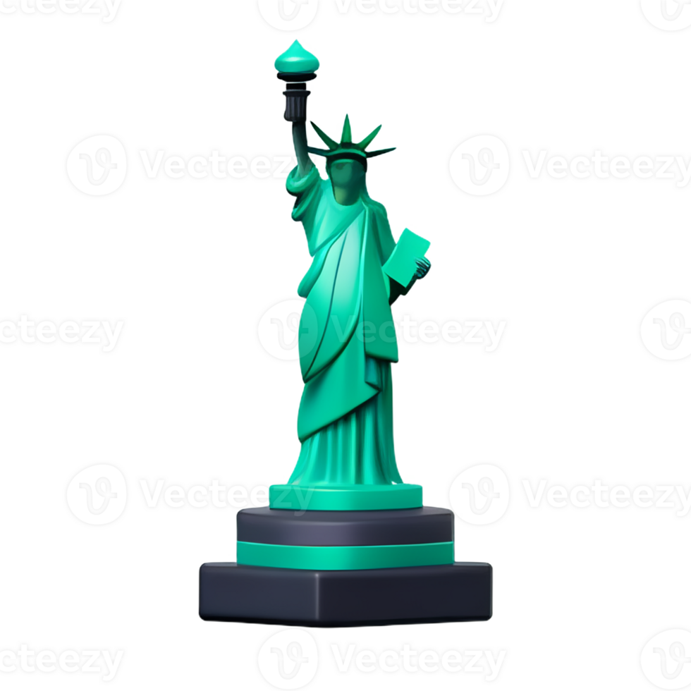 statue of liberty 3d rendering icon illustration png