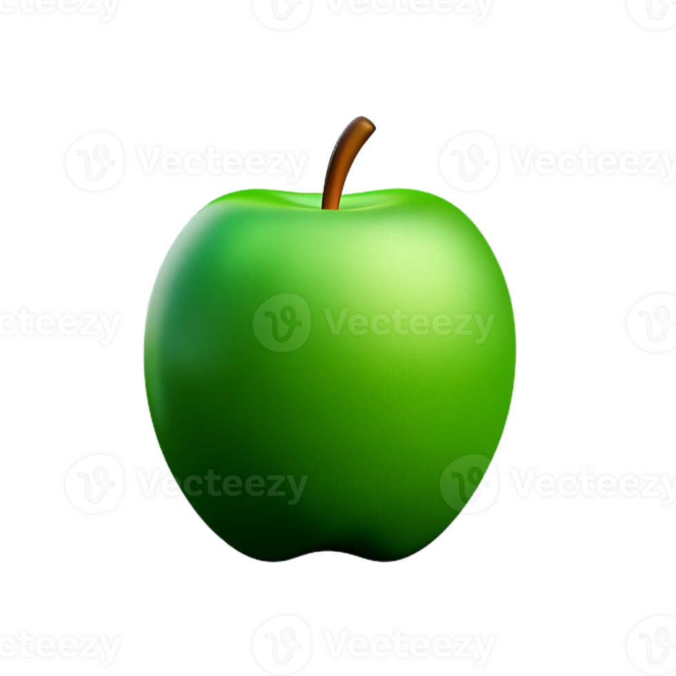 green apple 3d rendering icon illustration png