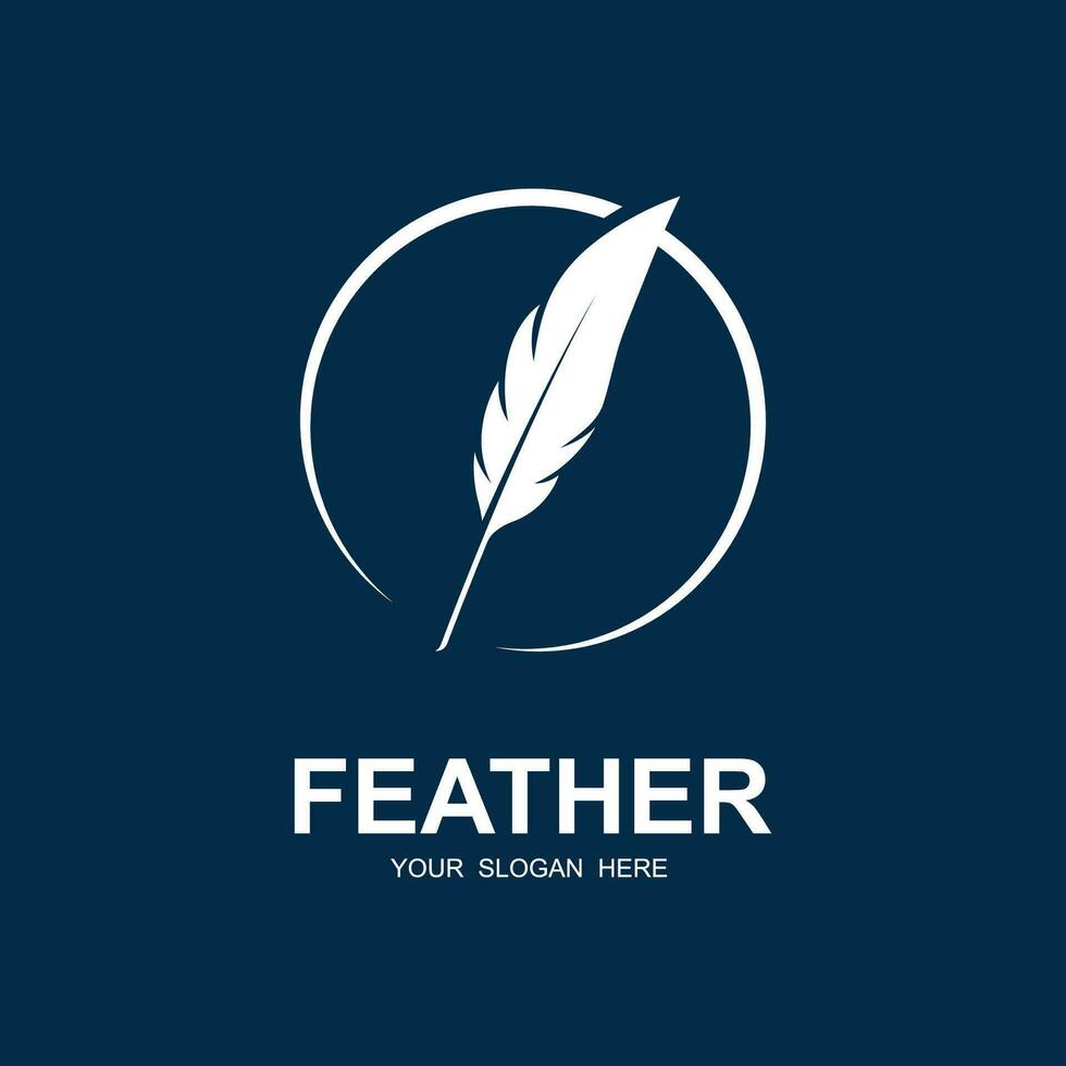 author's feather logo vector icon illustration design