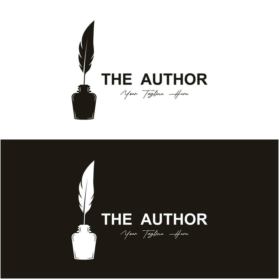 author's feather logo vector icon illustration design