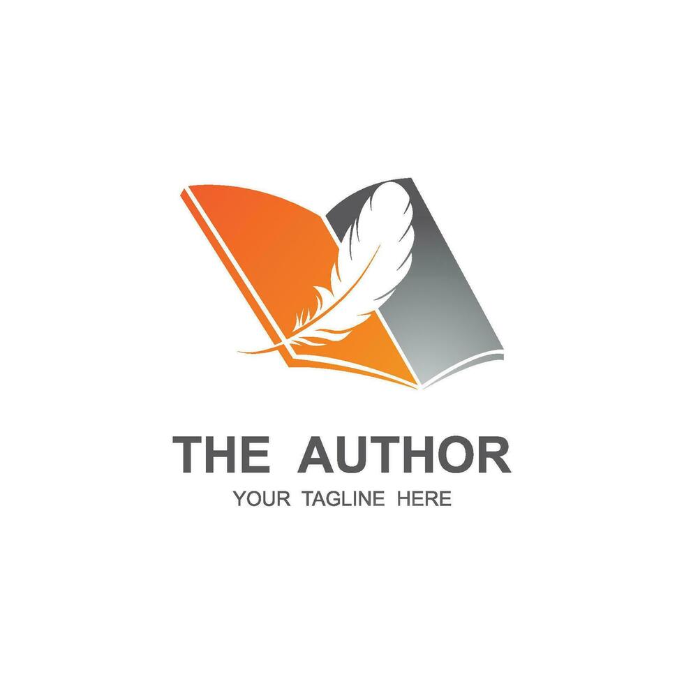 author's feather logo vector icon illustration design