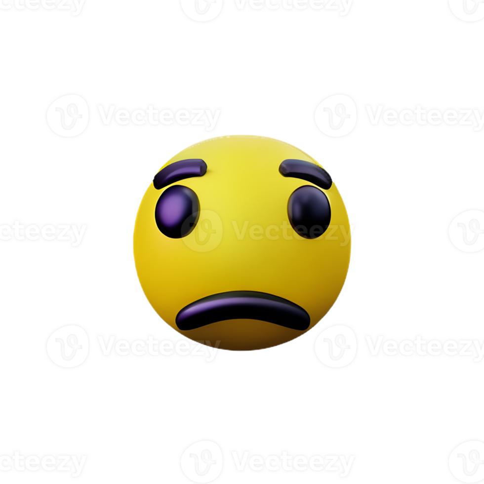 sad emoji 3d rendering icon illustration png