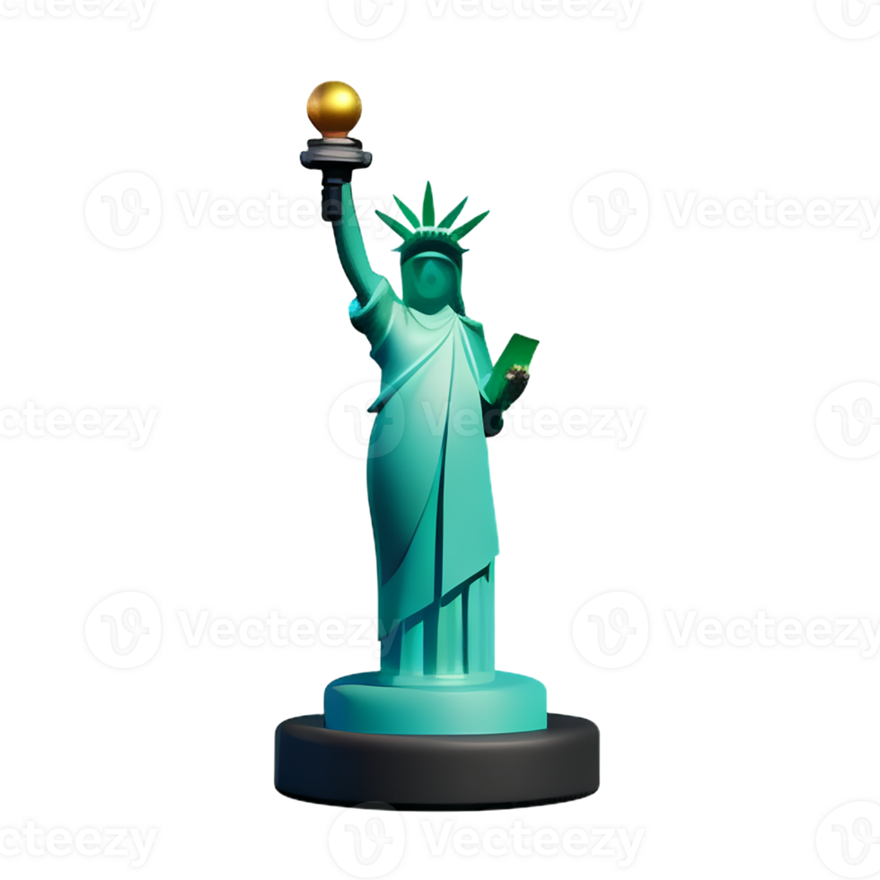 statue of liberty 3d rendering icon illustration png