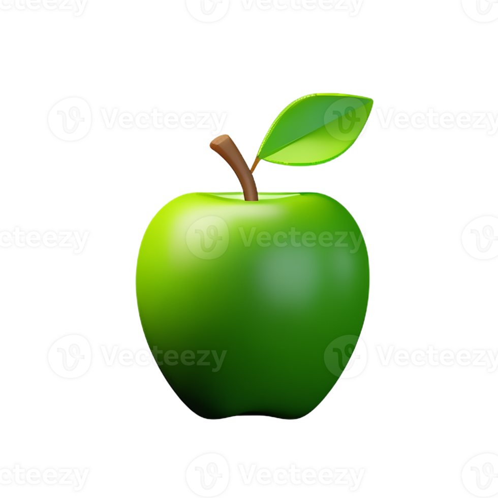 green apple 3d rendering icon illustration png