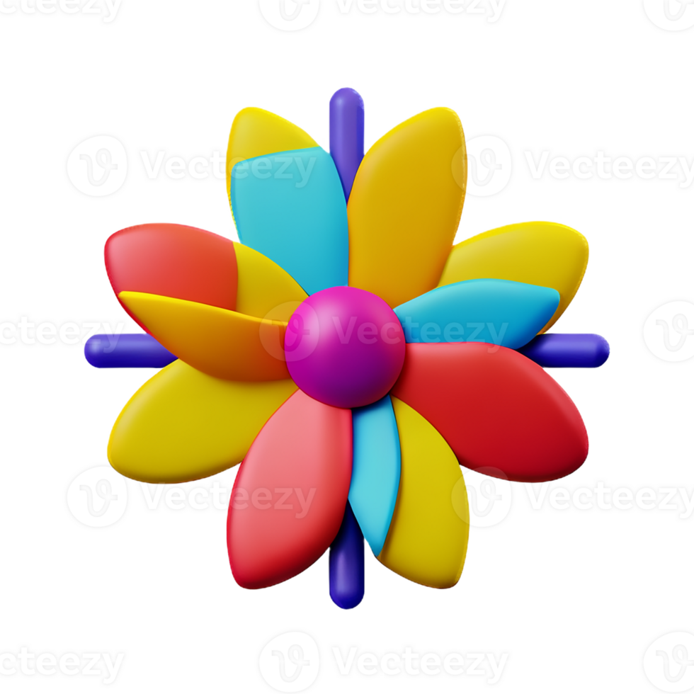 boho flowers 3d rendering icon illustration png