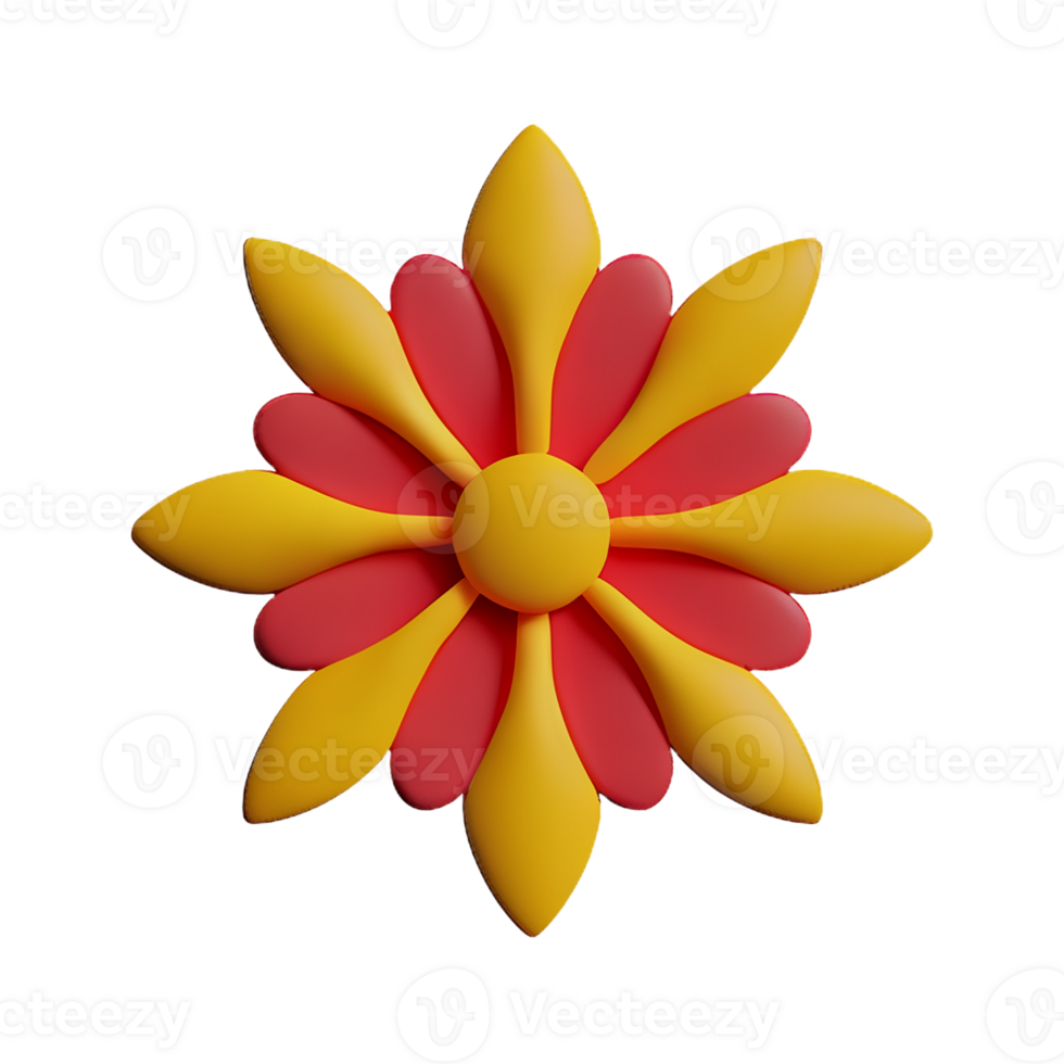boho flowers 3d rendering icon illustration png