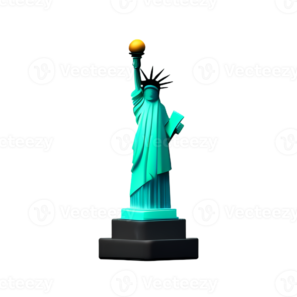 statue of liberty 3d rendering icon illustration png