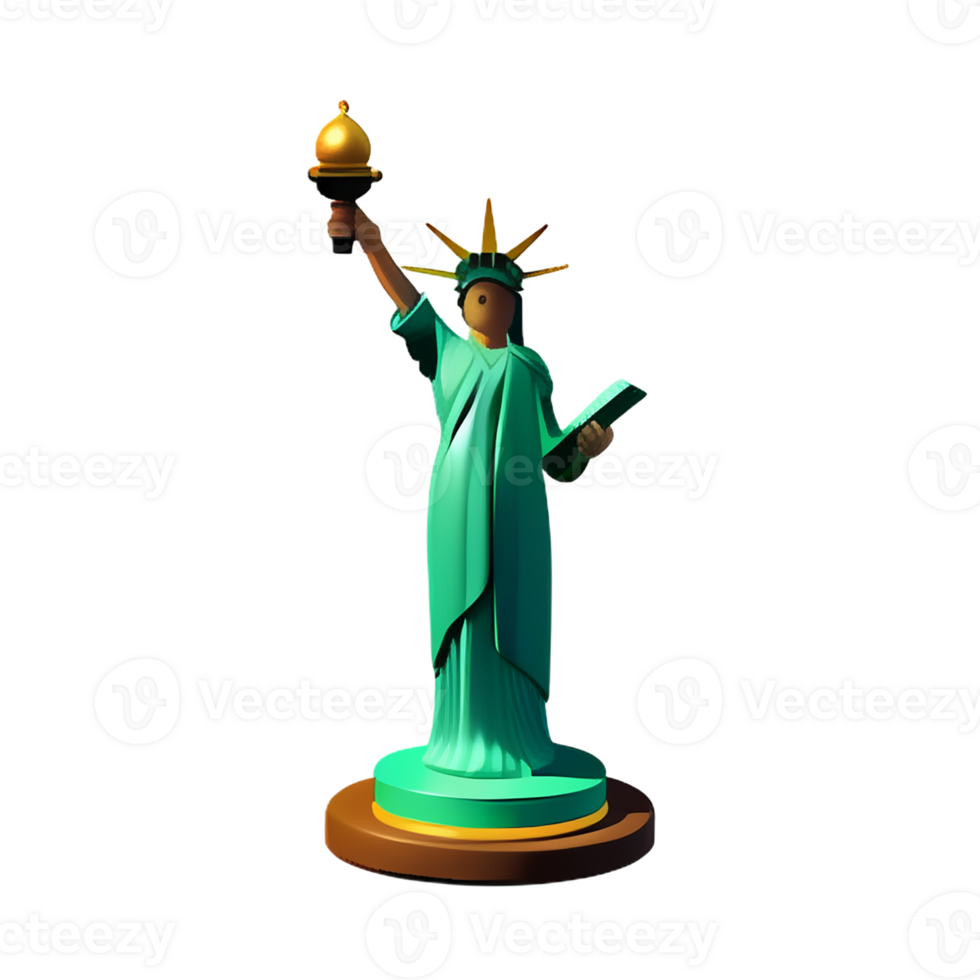 statue of liberty 3d rendering icon illustration png