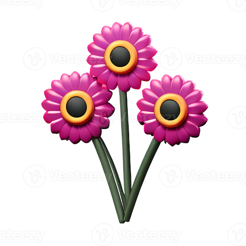 boho flowers 3d rendering icon illustration png