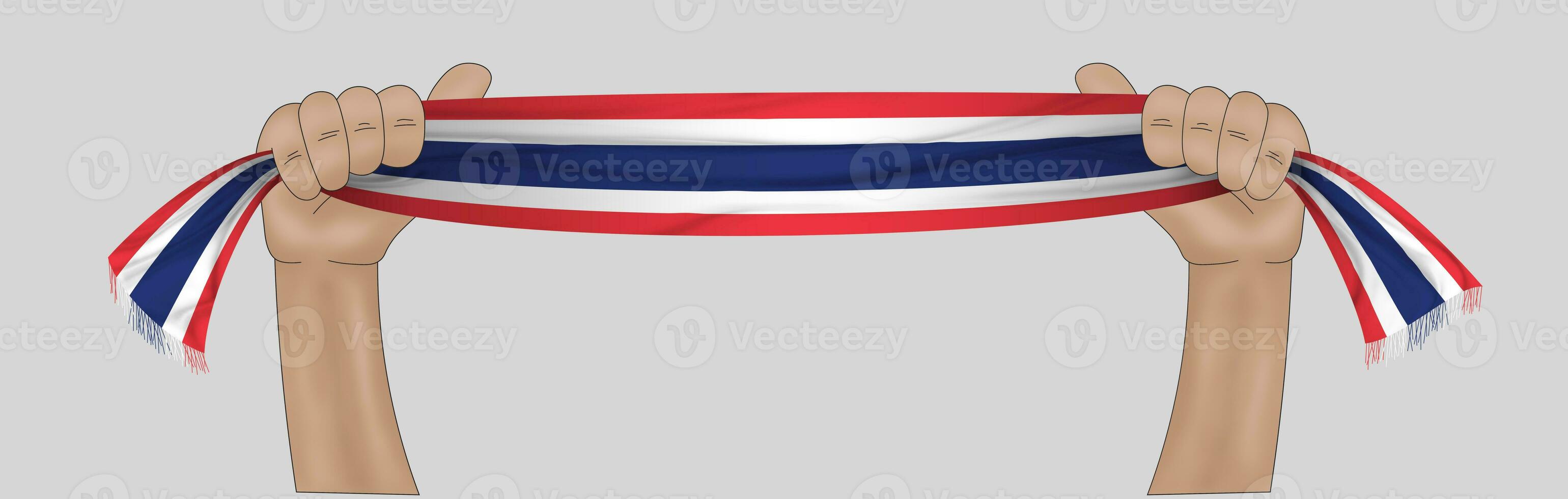 3D Flag on ribbon in hand photo