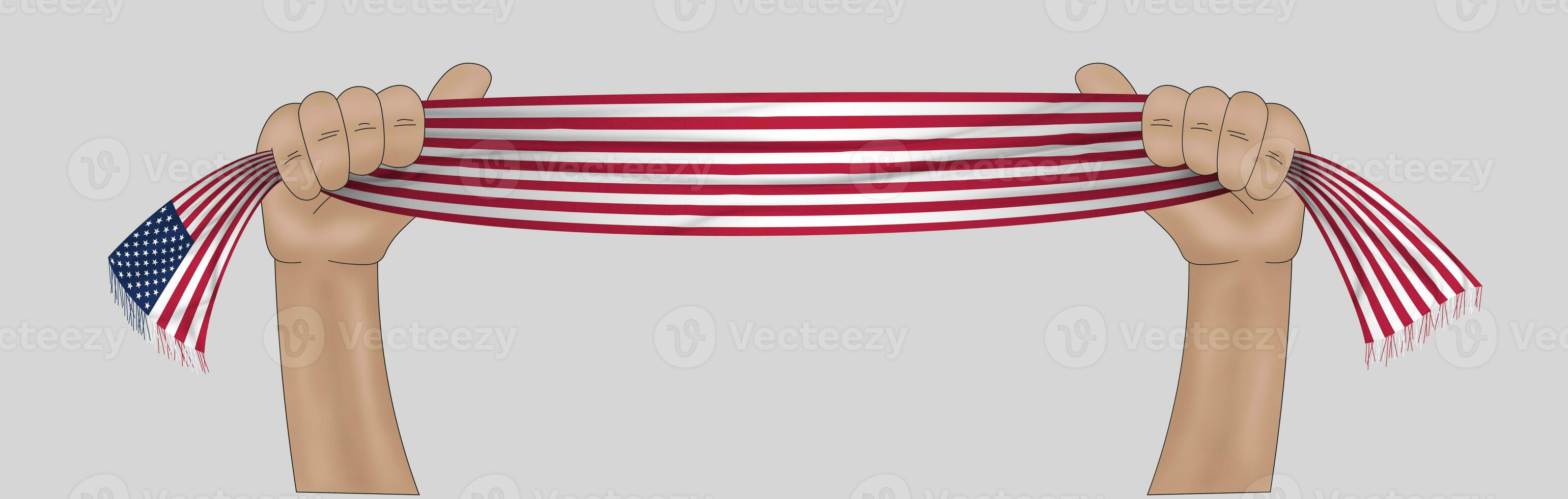 3D Flag on ribbon in hand photo