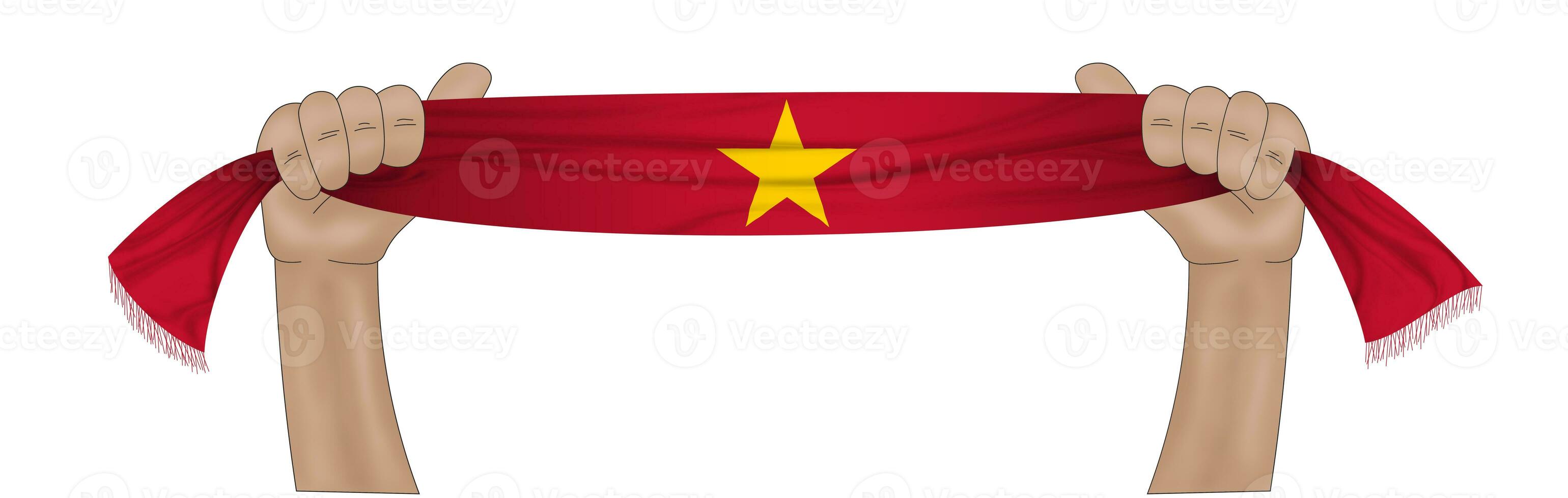 3D Flag on ribbon in hand photo
