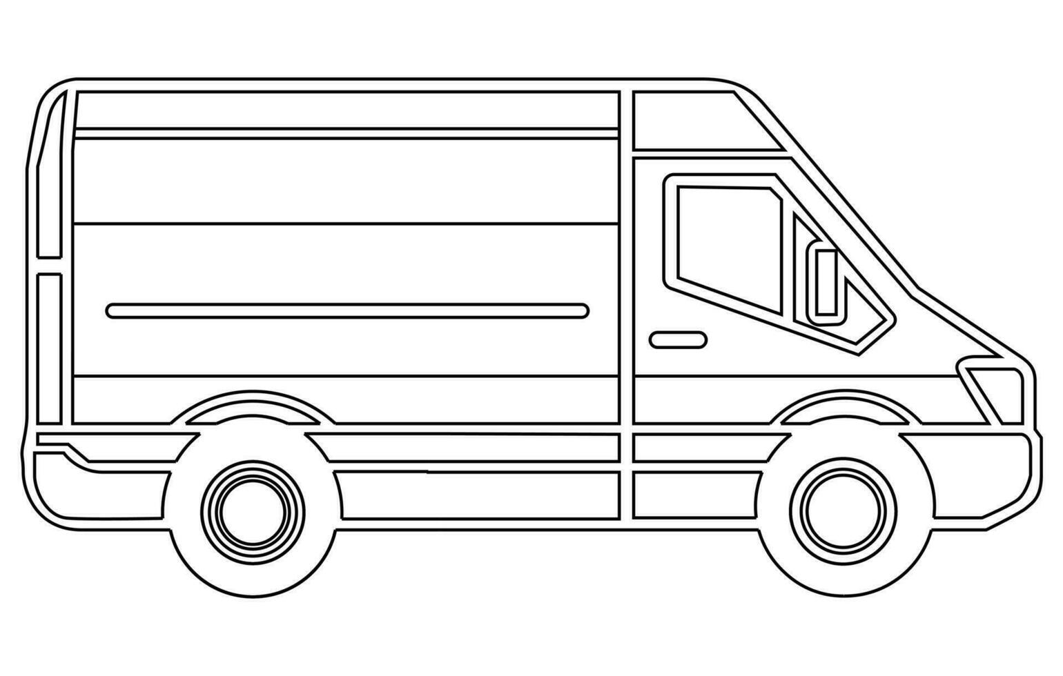 Van isolated outline.Van with side view,Van Vector flat style illustration outline.