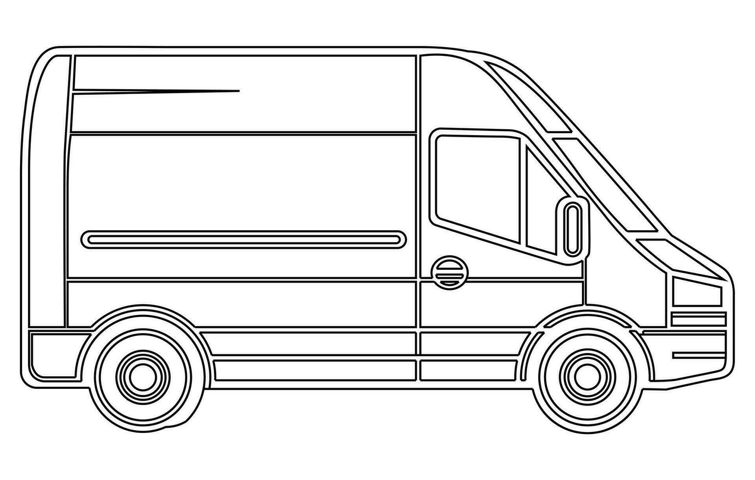 Van isolated outline.Van with side view,Van Vector flat style illustration outline.