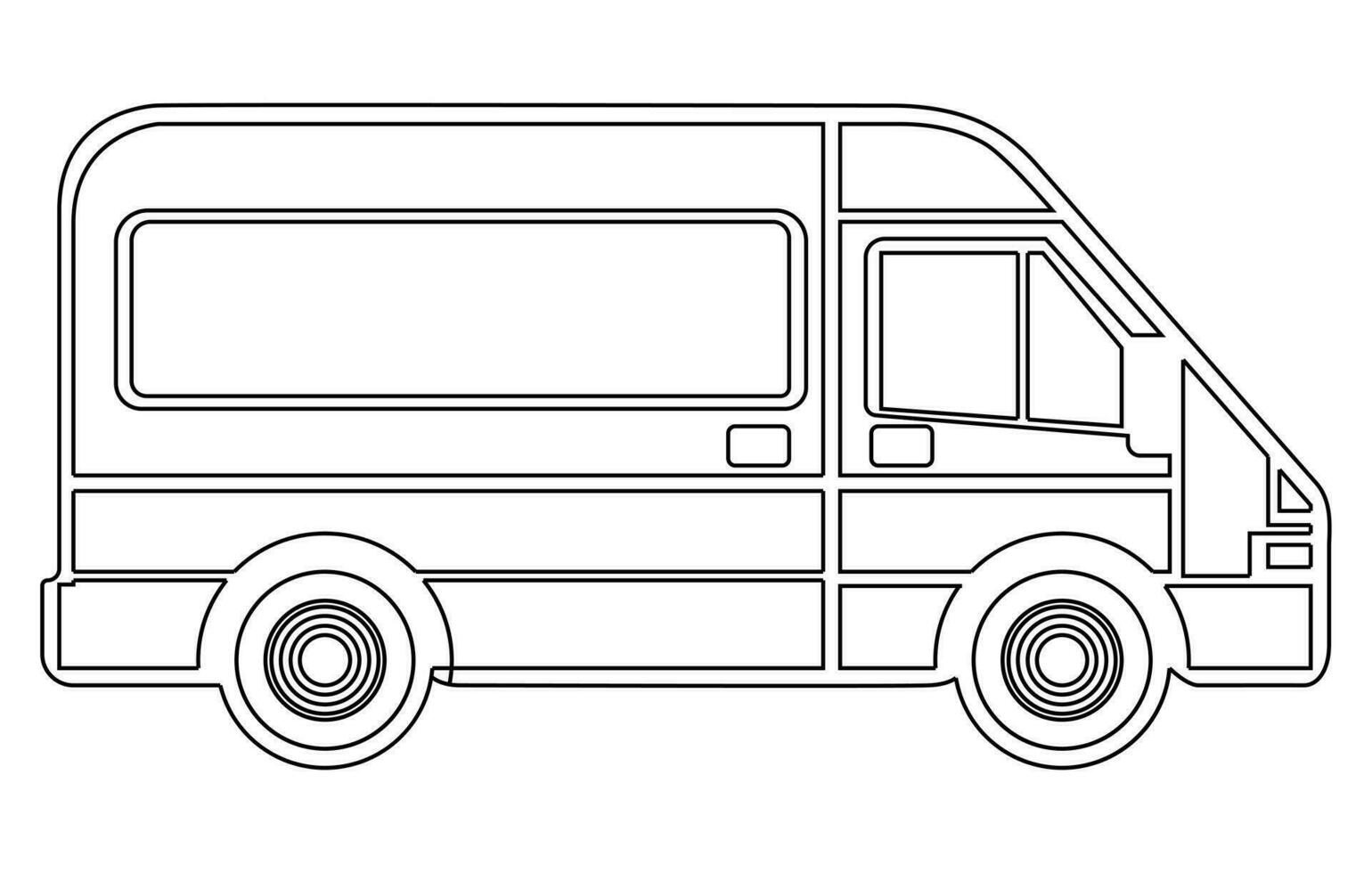 camioneta aislado esquema.van con lado vista, furgoneta vector plano estilo ilustración describir.