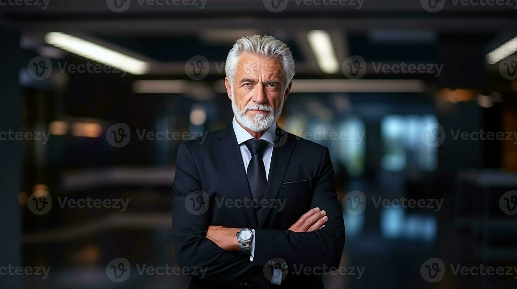 business old age man wearing formal suit in company, ai generative photo