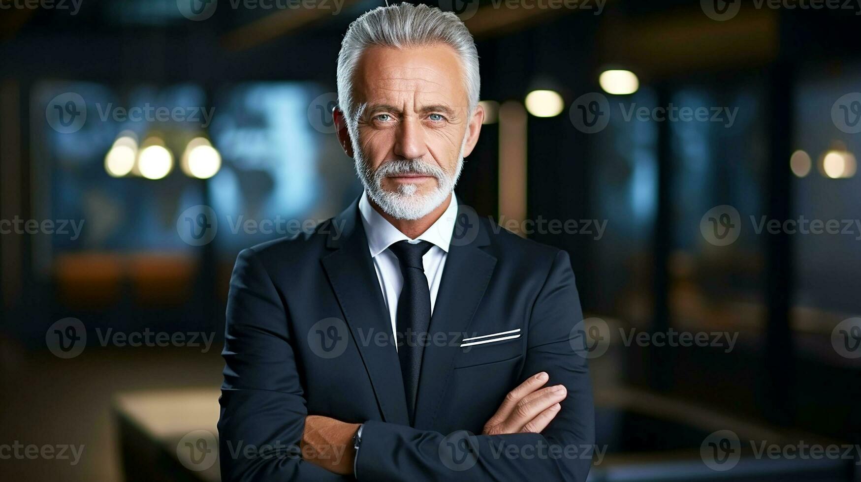 business old age man wearing formal suit in company, ai generative photo