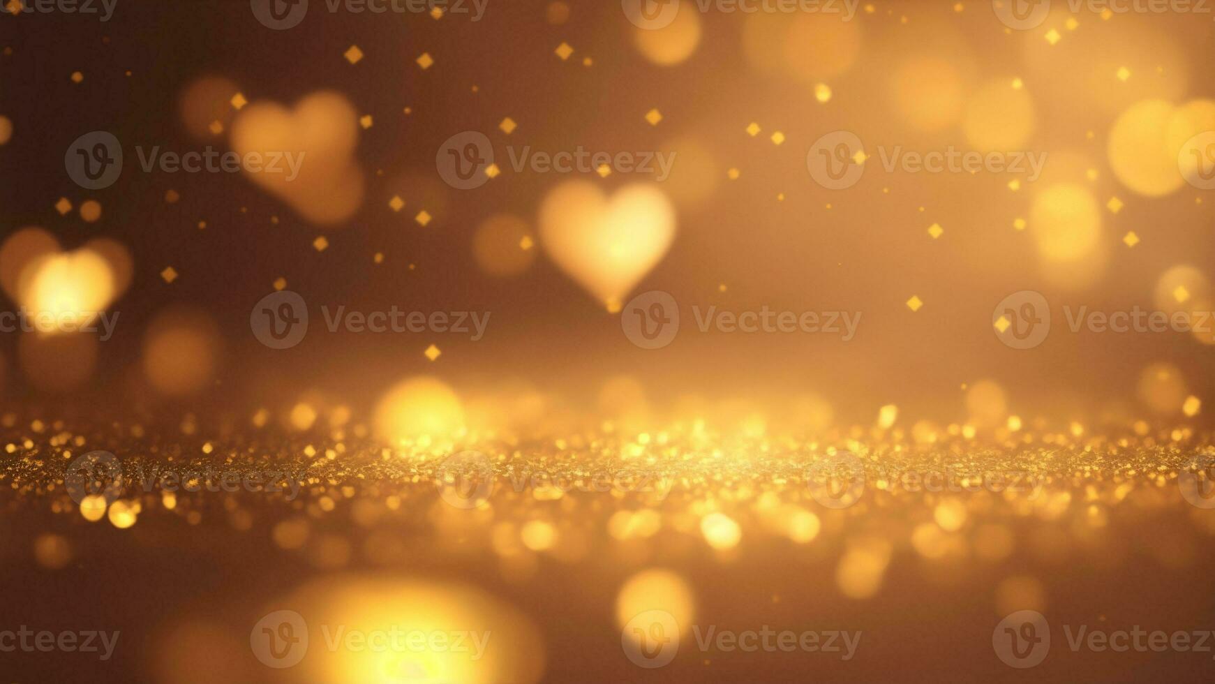 golden hearts bokeh background, valentines day abstract background ai generated photo