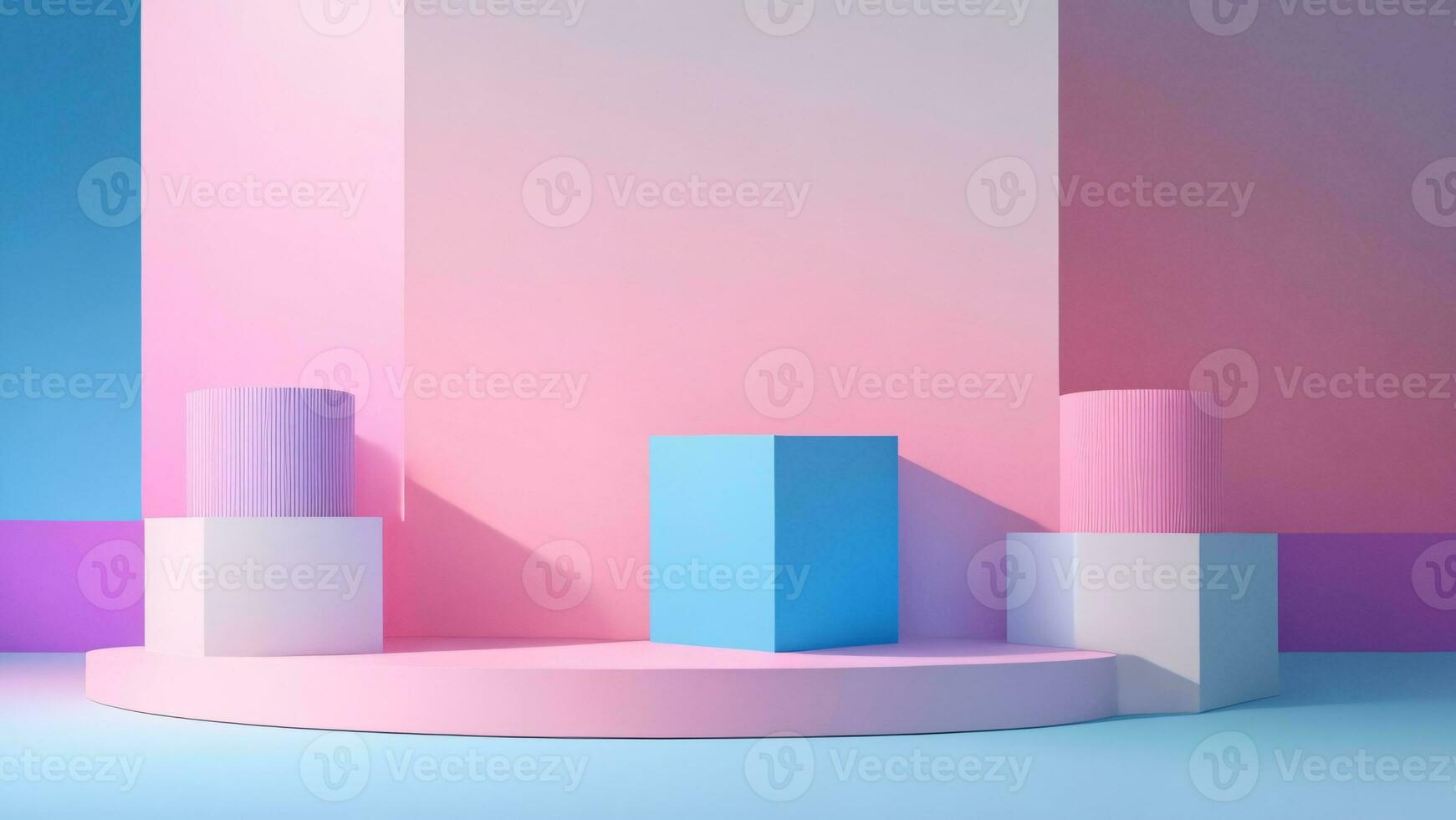 abstract minimal geometric background, primitive forms, pastel colors, 3d render ai generated photo