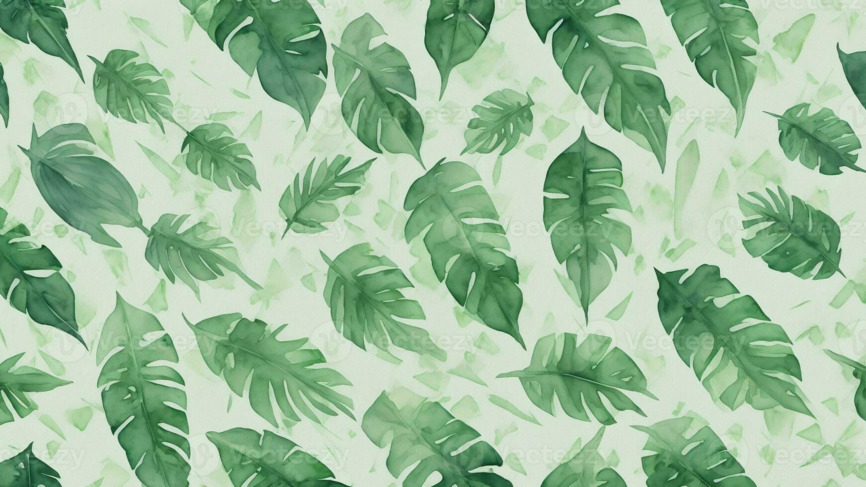 Seamless pattern with monstera leaves. Tropical background. illustration. ai generated photo