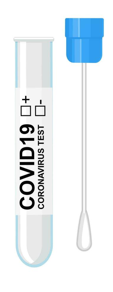 COVID-19 test kit, rapid test, test tube and swab for COVID-19. vector