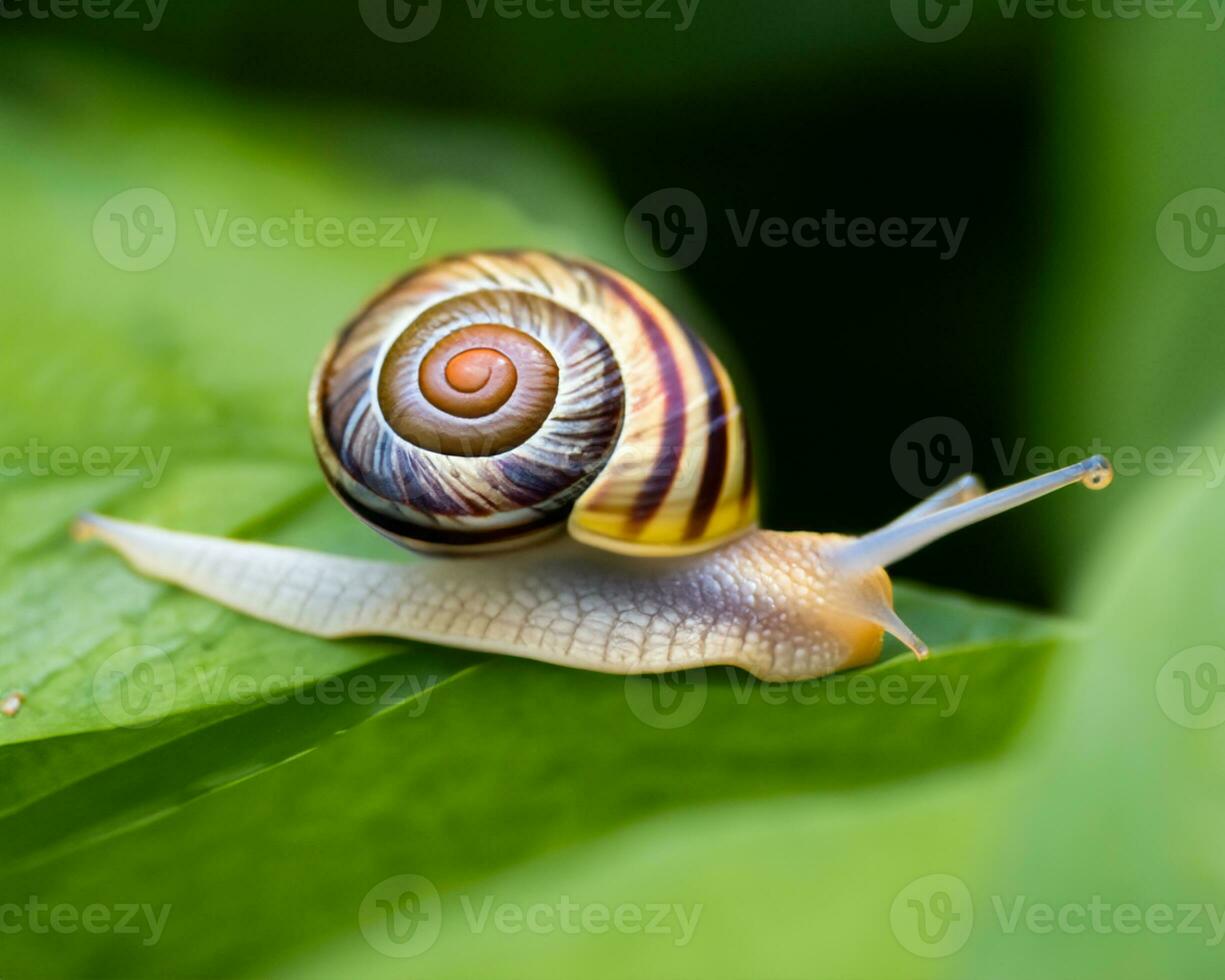 Forest snail in the natural environment, note shallow depth of field photo