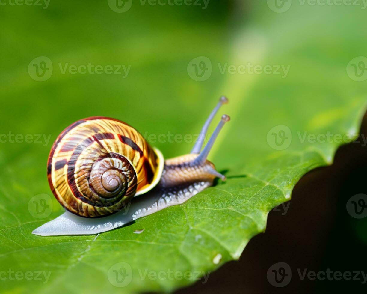Forest snail in the natural environment, note shallow depth of field photo