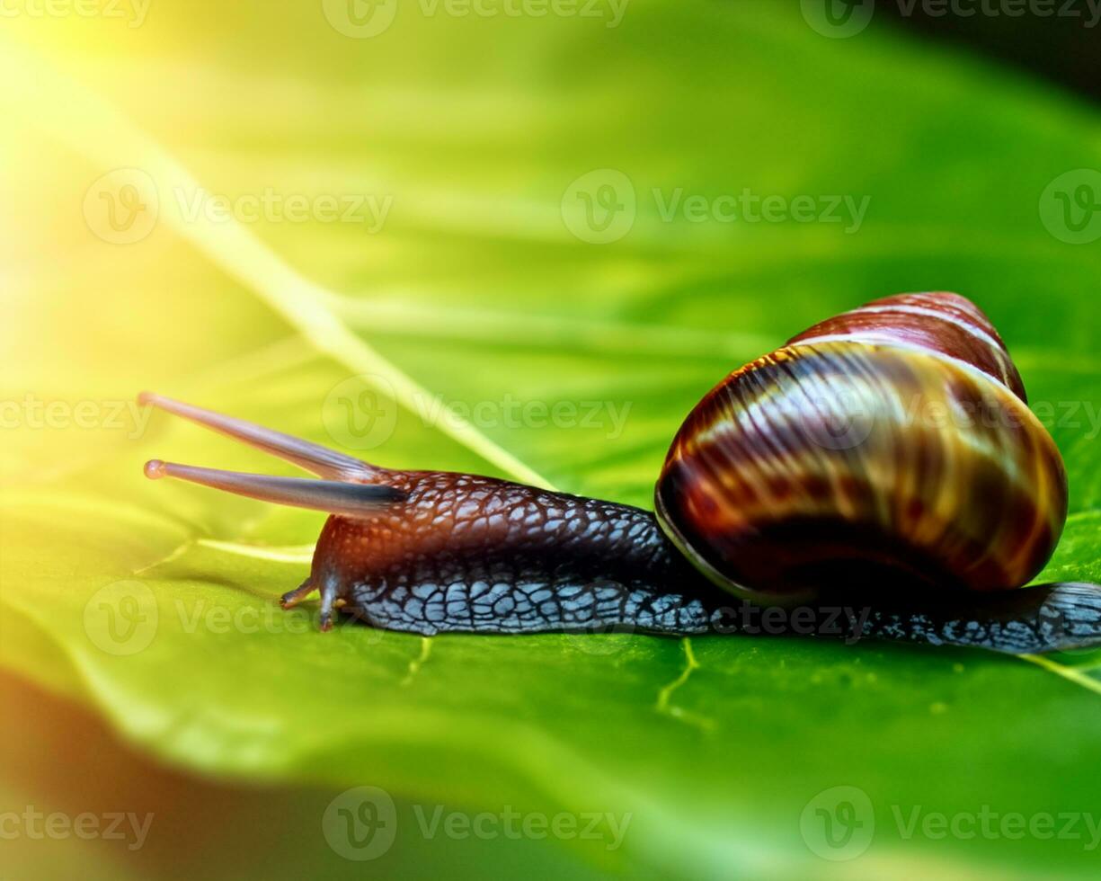 Forest snail in the natural environment, note shallow depth of field photo