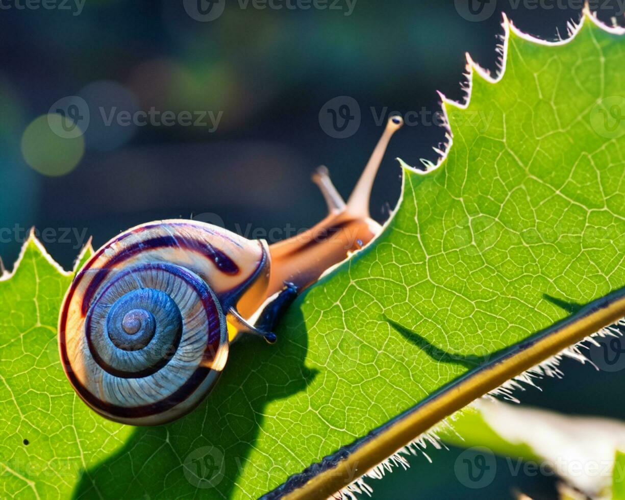Forest snail in the natural environment, note shallow depth of field photo