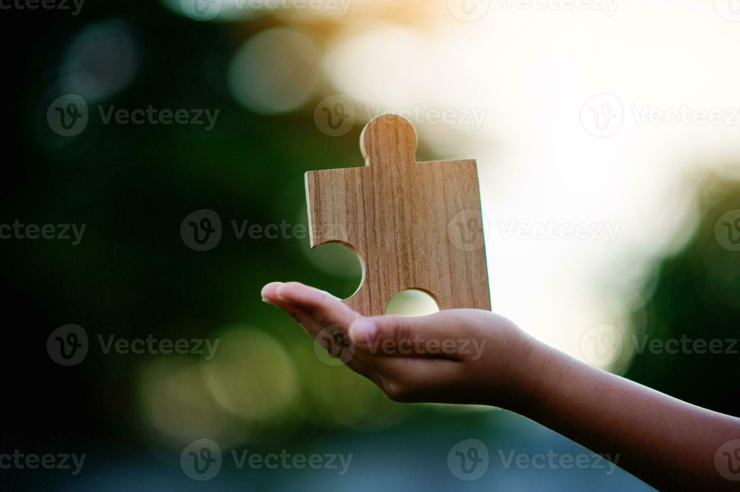 Jigsaw Puzzle Pieces Important Components Good work energy, connection, communication. and perfection, teamwork concept photo