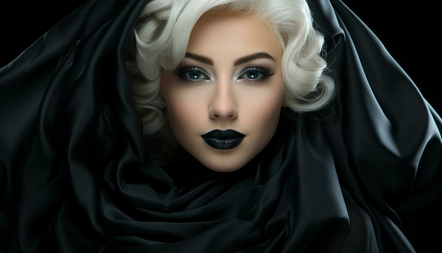 Beautiful fashion model with blonde hair exudes elegance and sensuality generated by AI photo