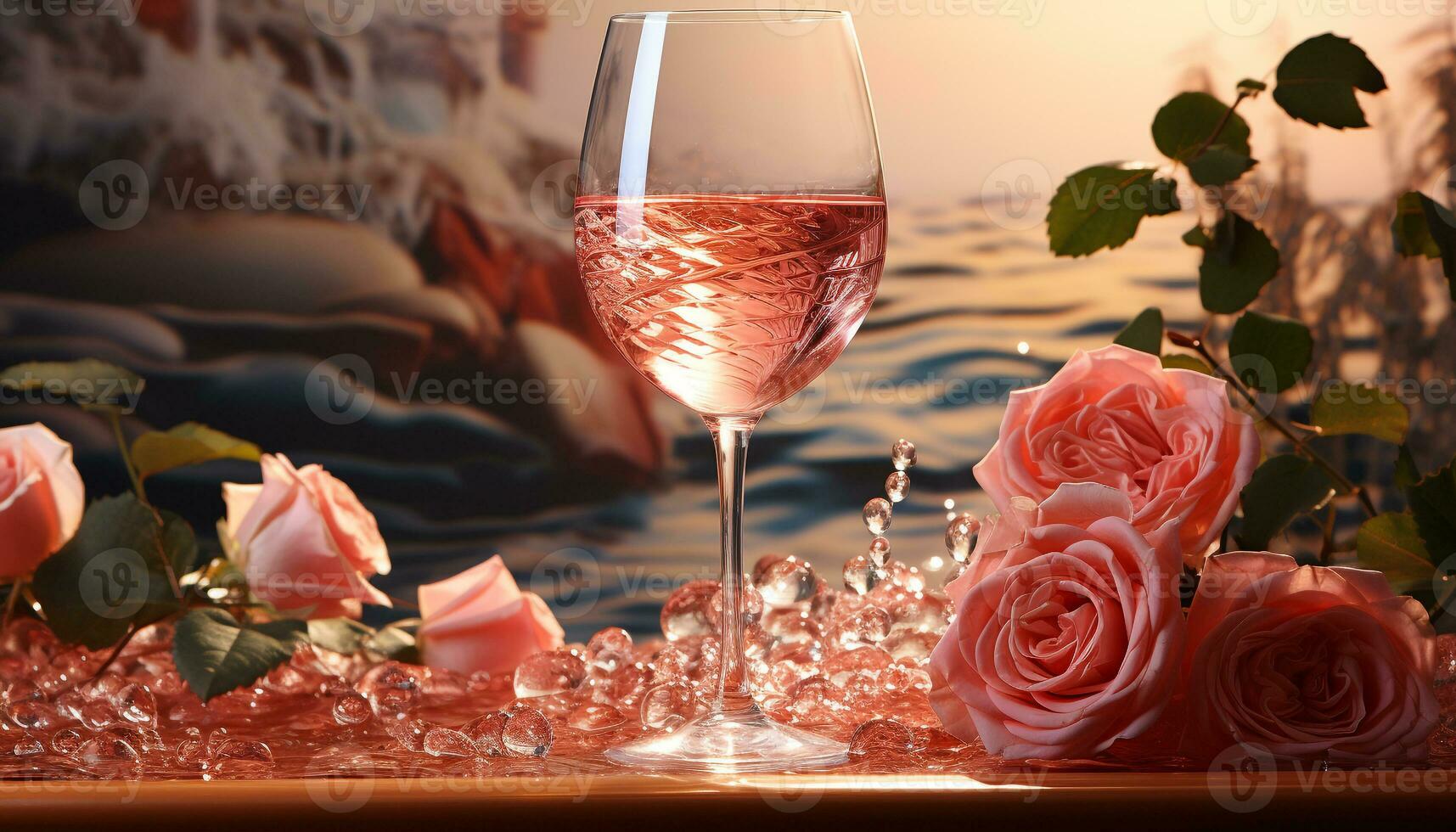 vino, celebracion, romance, beber, mesa, champán, lujo, elegancia, flor, amor generado por ai foto
