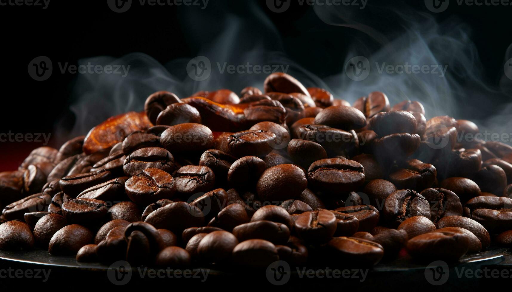 Dark bean, gourmet coffee, freshness, smoke, physical structure, caffeine, seed, still life, wood, scented steam generated by AI photo