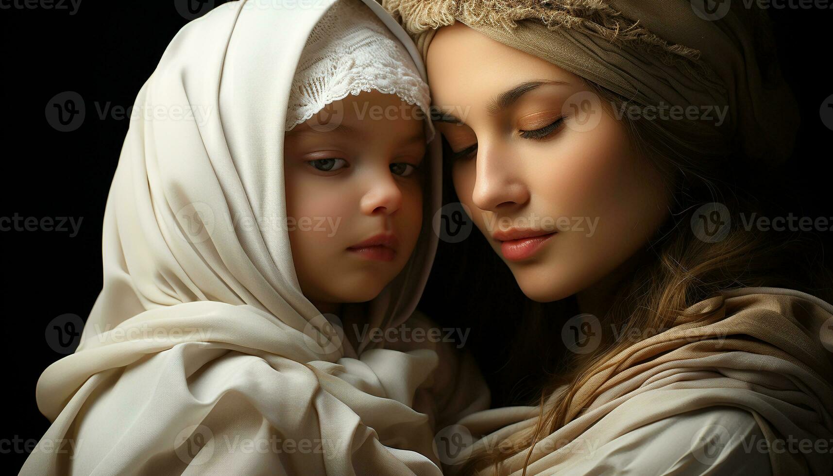 sonriente mujer en tradicional ropa, abrazando amor y espiritualidad generado por ai foto