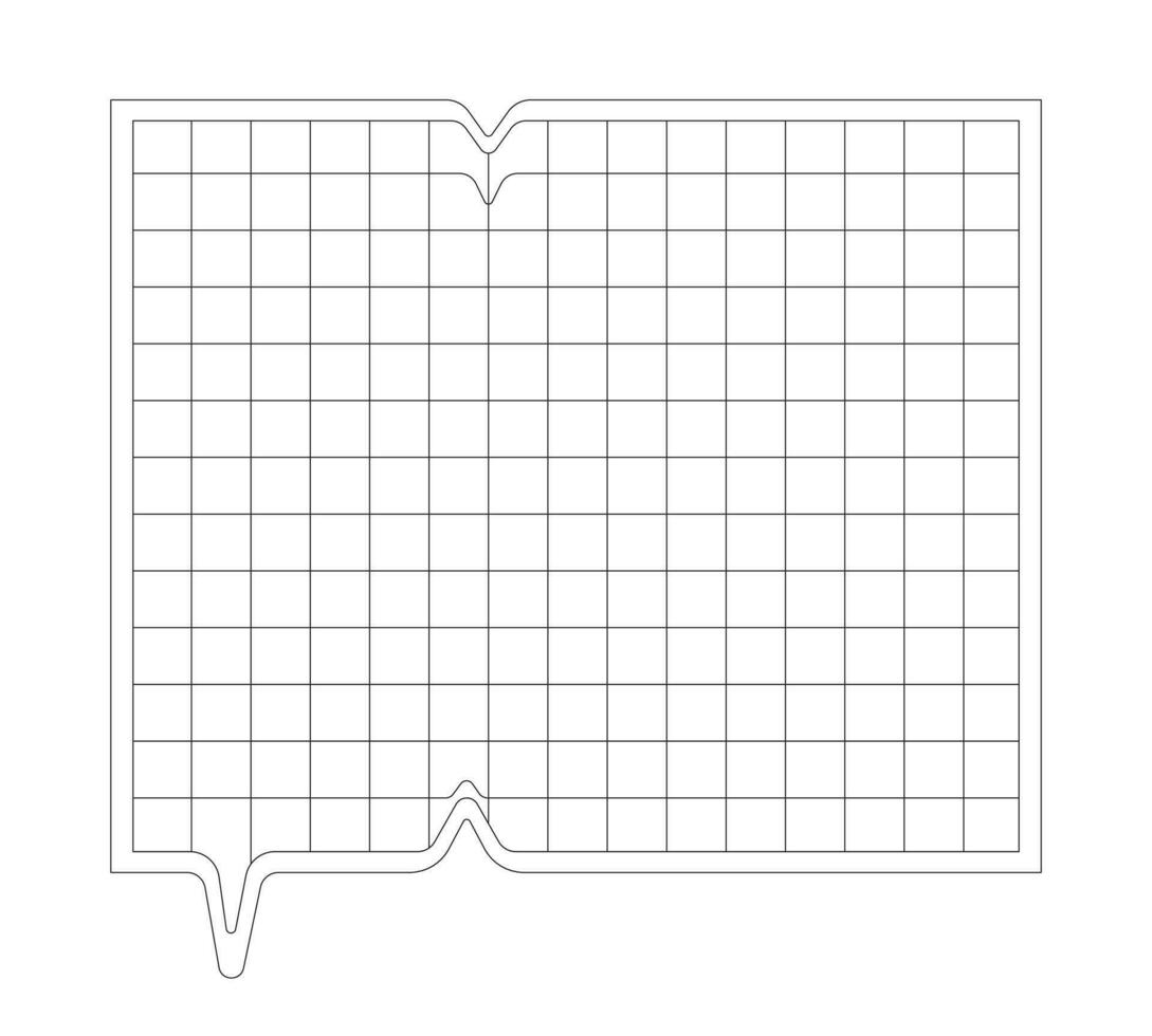 Grid paper groovy background black and white 2D line cartoon object. Checkered retro trippy melted isolated vector outline item. Geometric 60s checkerboard y2k monochromatic flat spot illustration