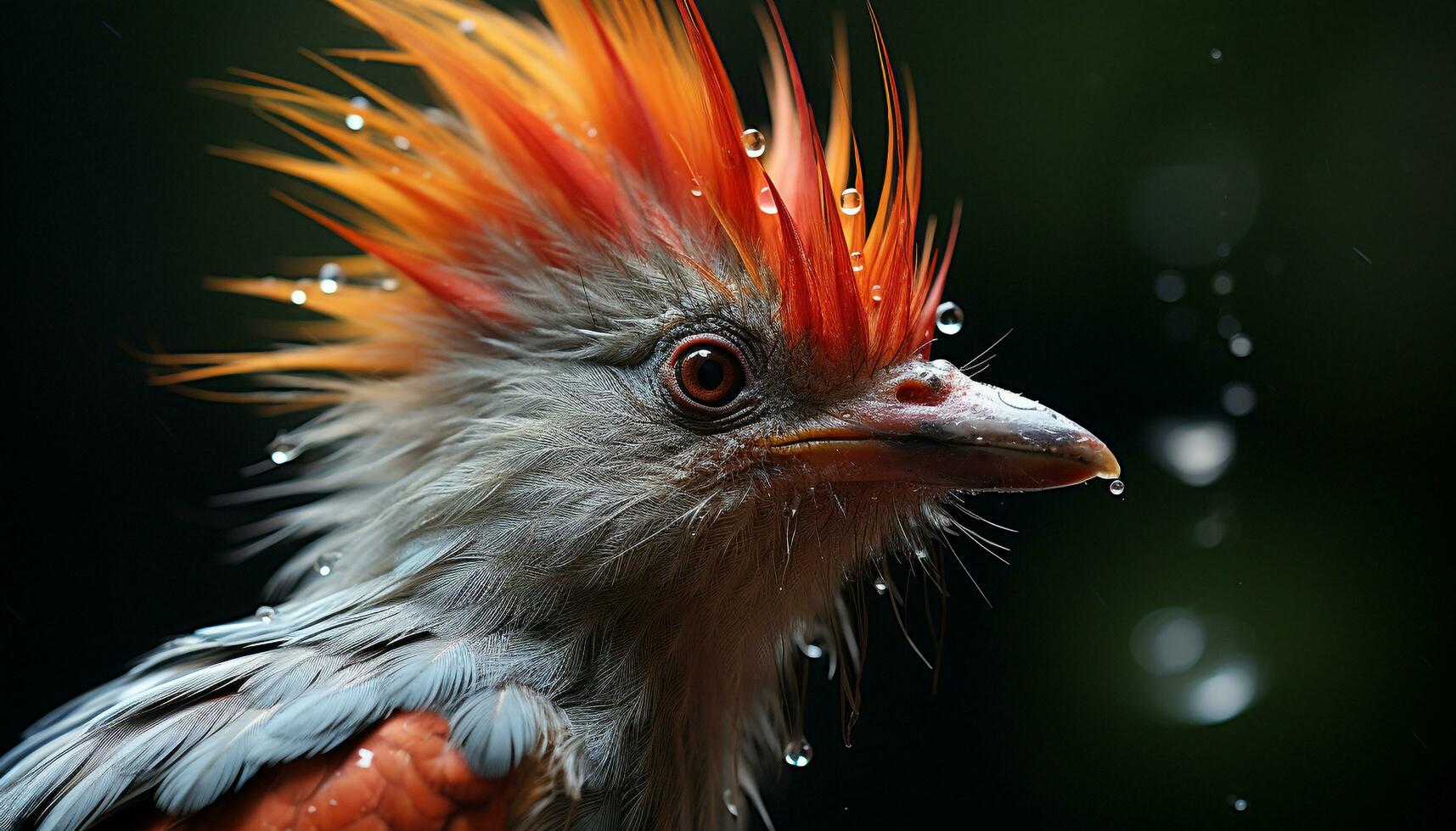 Beautiful bird with vibrant green feathers perched on a branch generated by AI photo