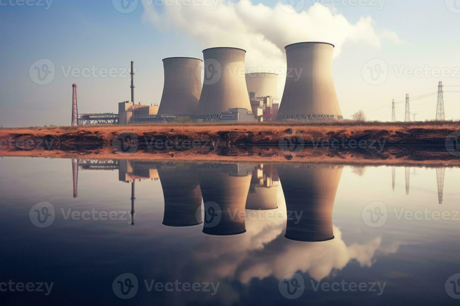 Nuclear power plant AI Generative photo