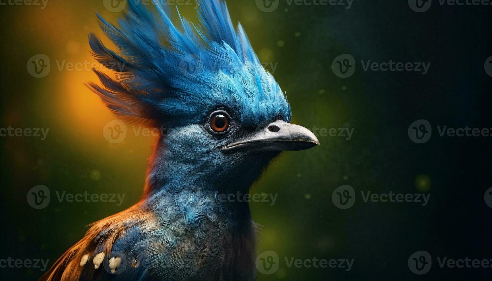 majestic bird with vibrant colors, looking at camera in nature generated by AI photo