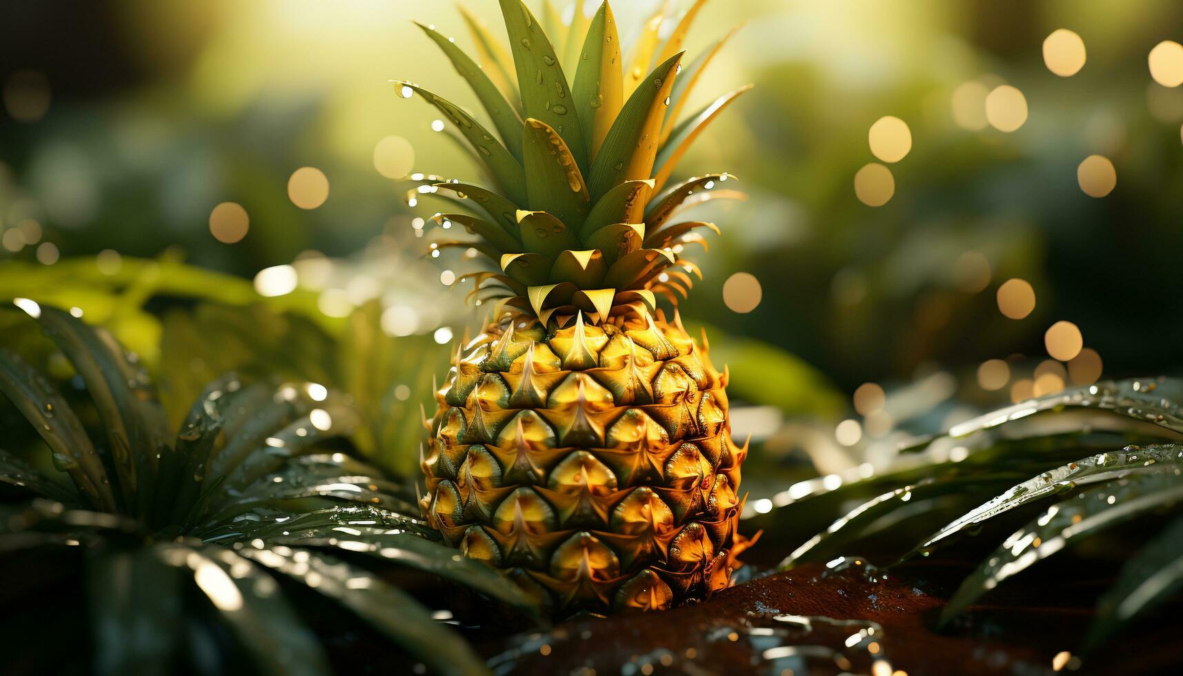 Freshness and sweetness in nature tropical fruit, a vibrant pineapple generated by AI photo