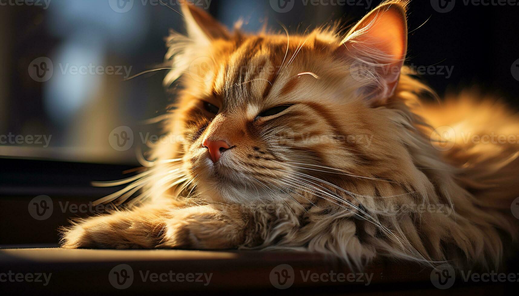Cute kitten with fluffy fur, sitting and looking at camera generated by AI photo