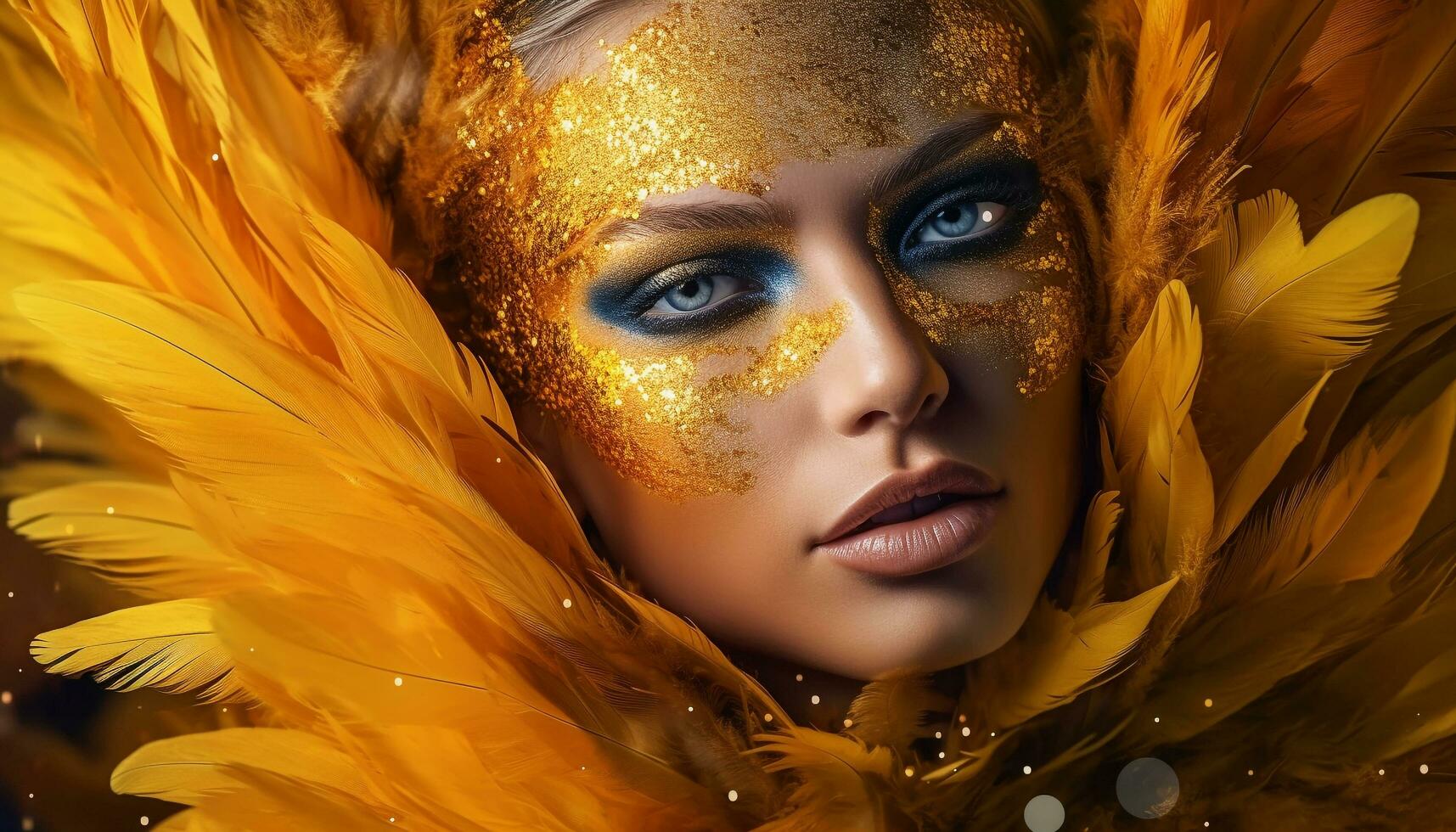 Glamorous fashion model exudes elegance and sensuality with vibrant colors generated by AI photo