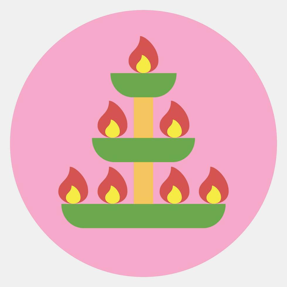 Icon candles. Diwali celebration elements. Icons in color mate style. Good for prints, posters, logo, decoration, infographics, etc. vector