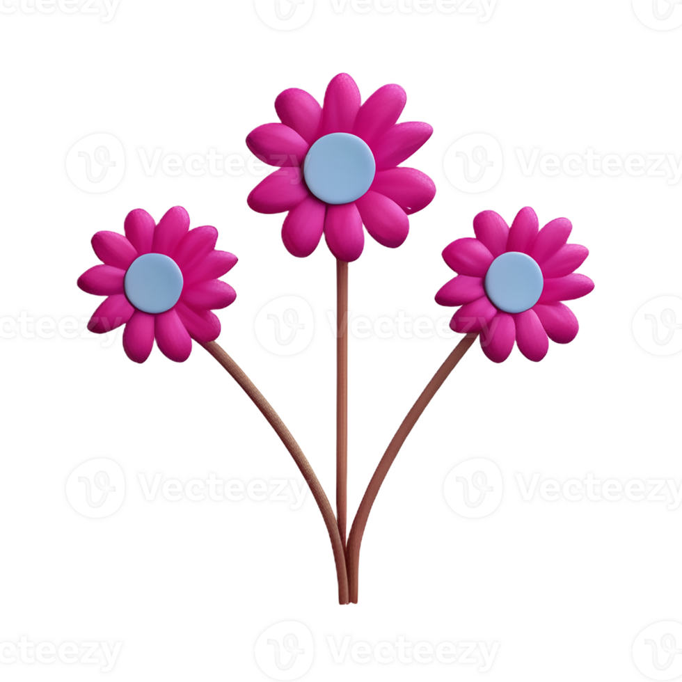 boho flowers 3d rendering icon illustration png
